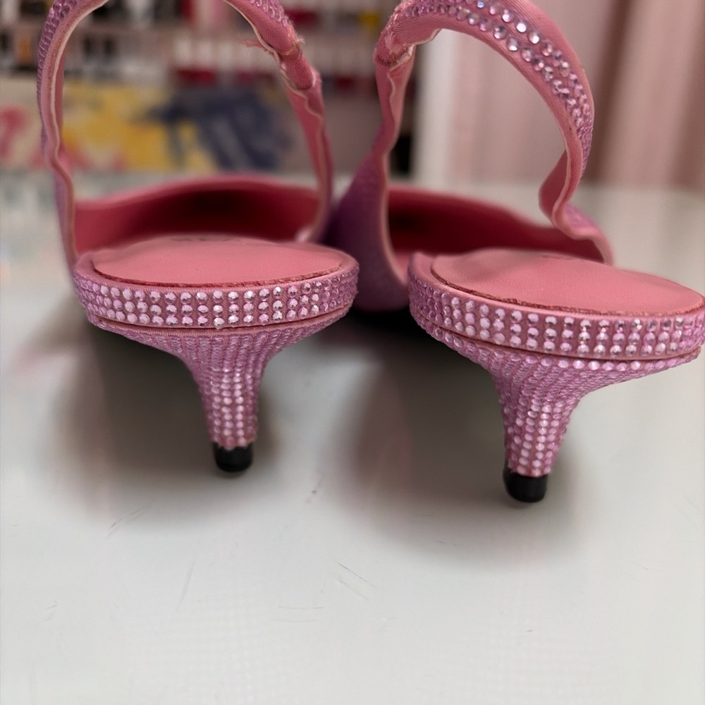 Zara Pink Crystal Slingback Flats - Picture 3 of 7
